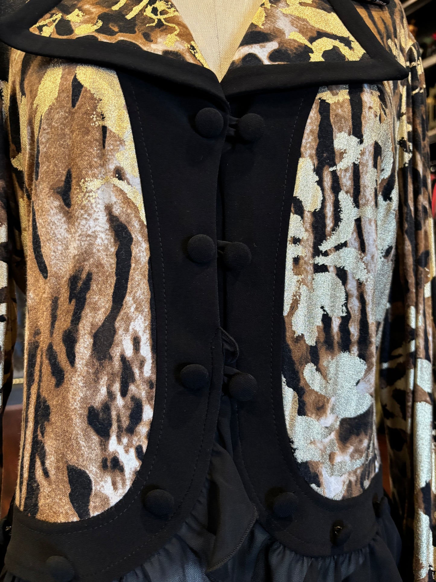 Vintage Joseph Ribhoff Cropped Animal Print Blazer