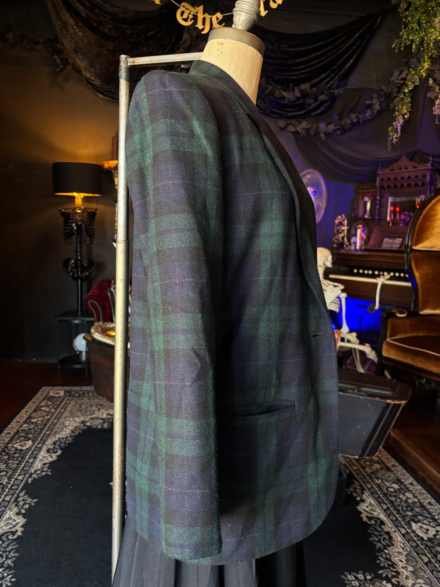 Vintage Sag Harbor Green and Black Plaid Blazer