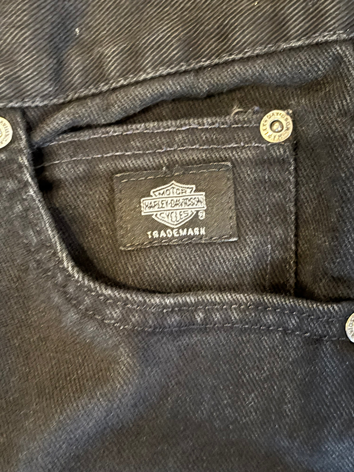 Vintage Harley-Davidson Washed Black Mid Rise Straight Leg Jeans