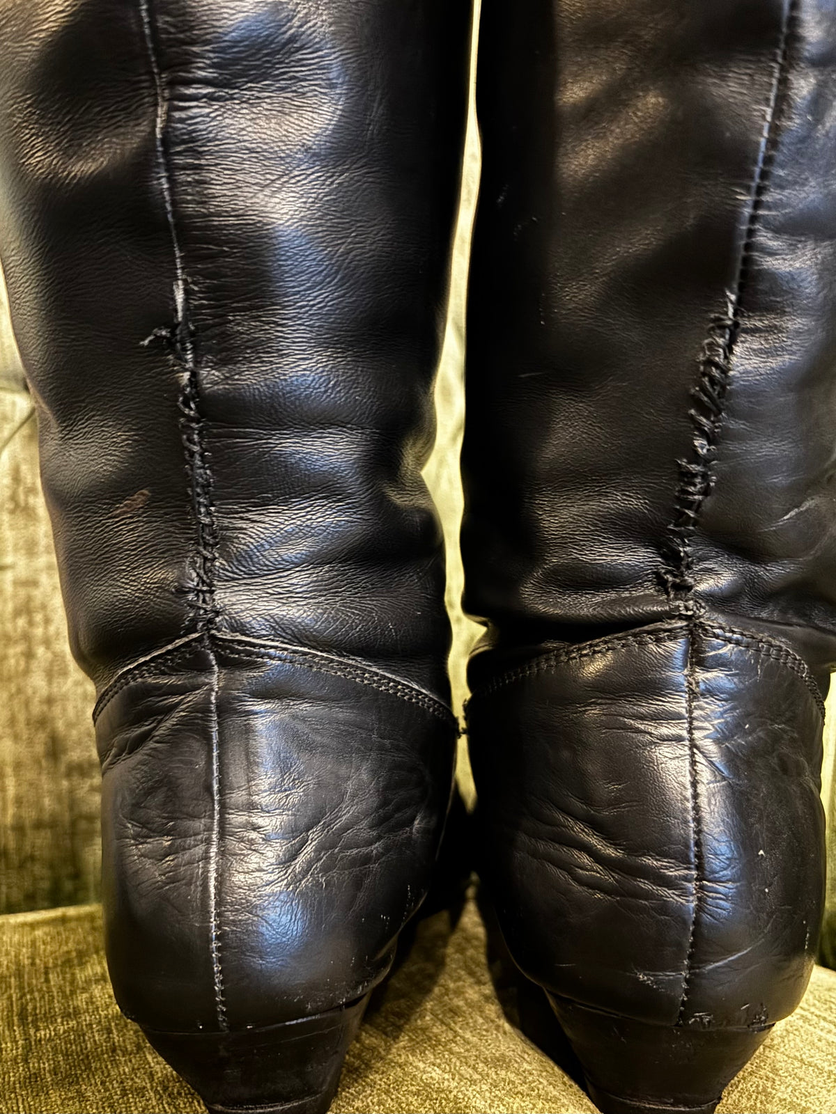 Vintage Black Leather Pirate Style Sky Thigh High Boots