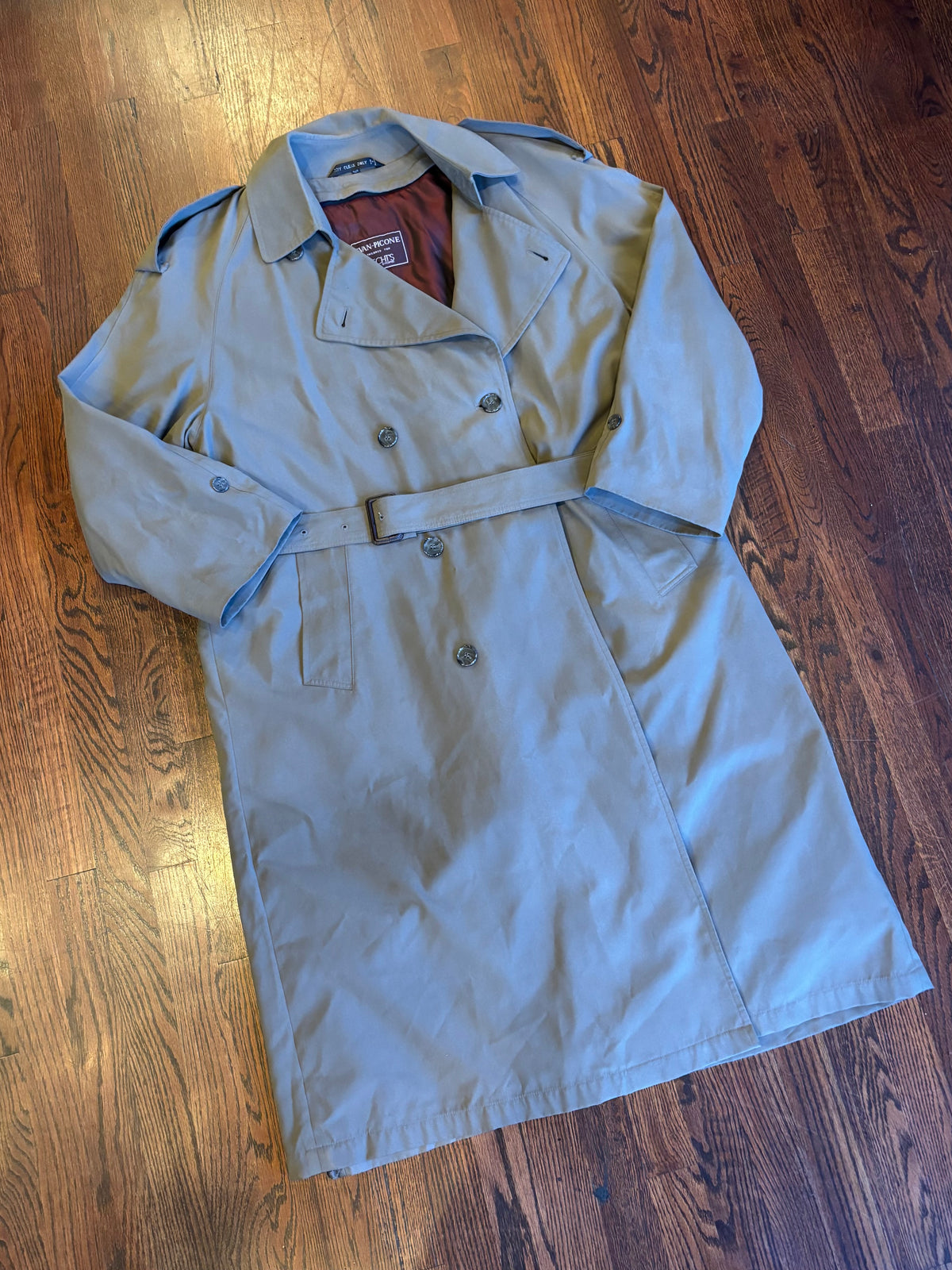 80s Vintage Tan Evan-Picone Belted Trench Coat