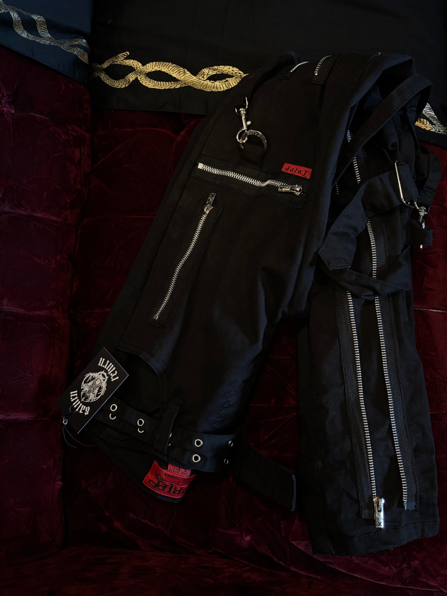 TRIPP NYC Zippered Skinny Black Bondage Pants