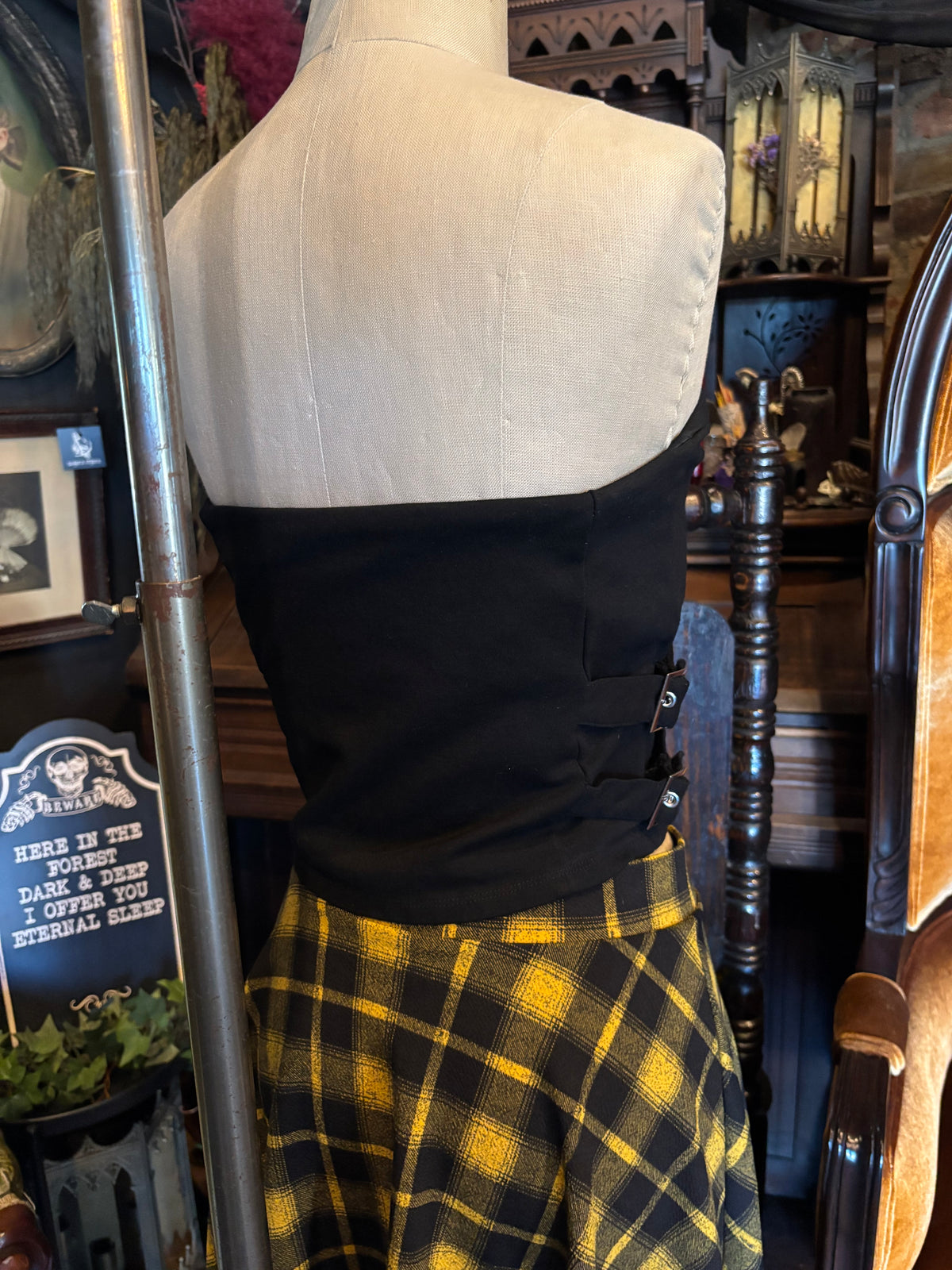 Black Buckle Tube Top By Self Esteem