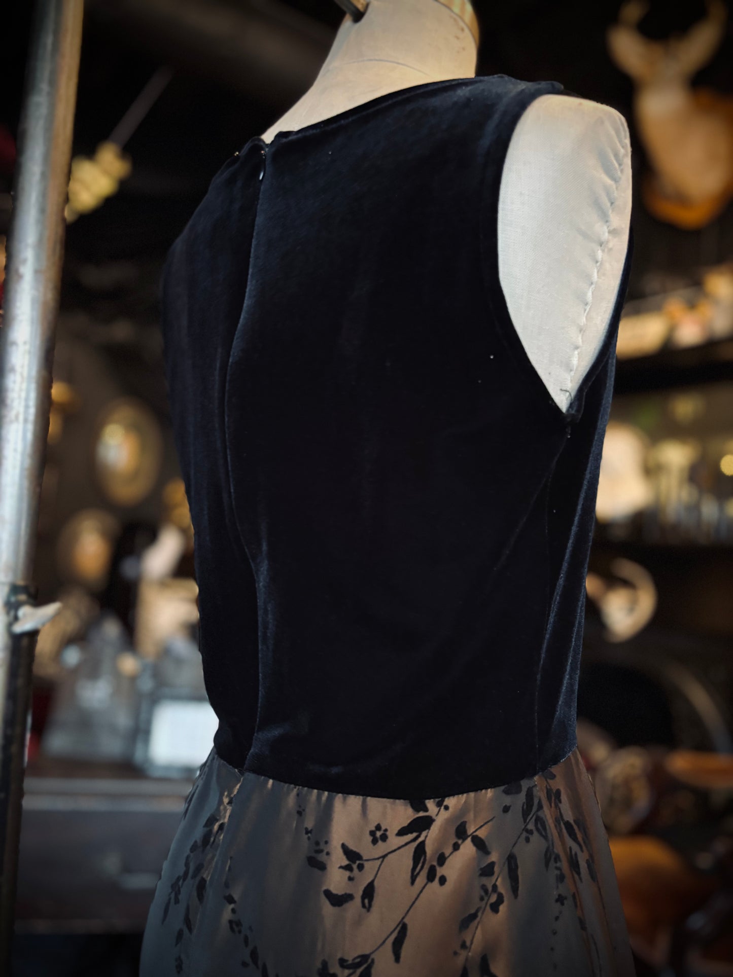 Velvet and bronze formal gown