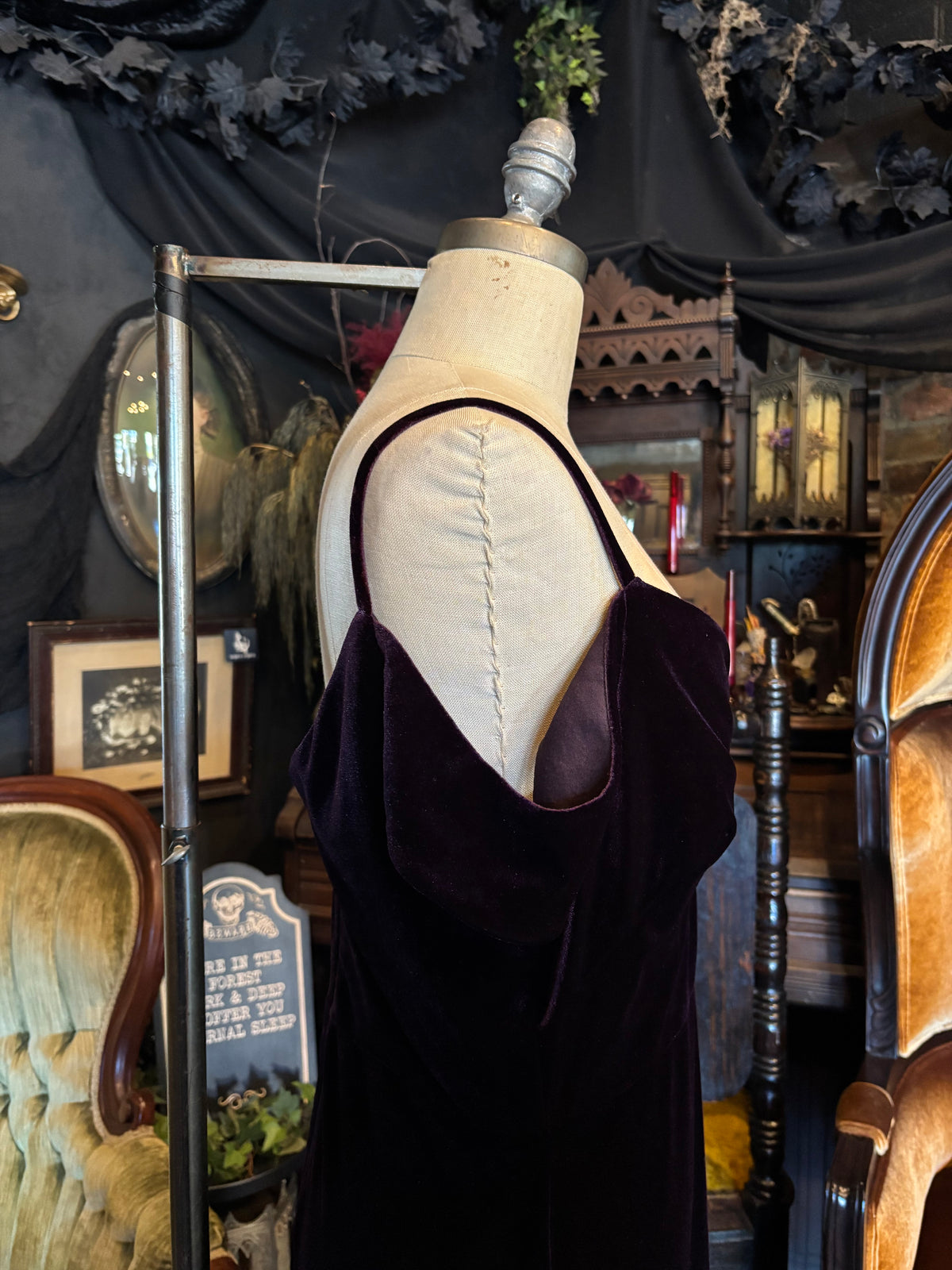 Y2K Plum Cold Shoulder Velvet Gown