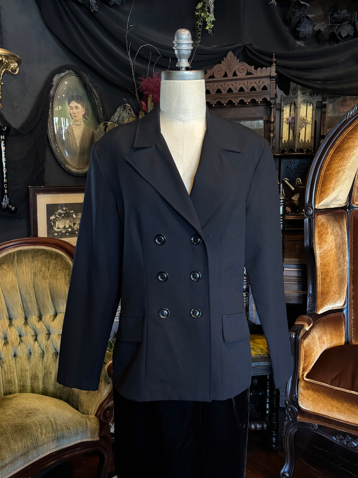 90s Vintage Double Breasted Black Blazer