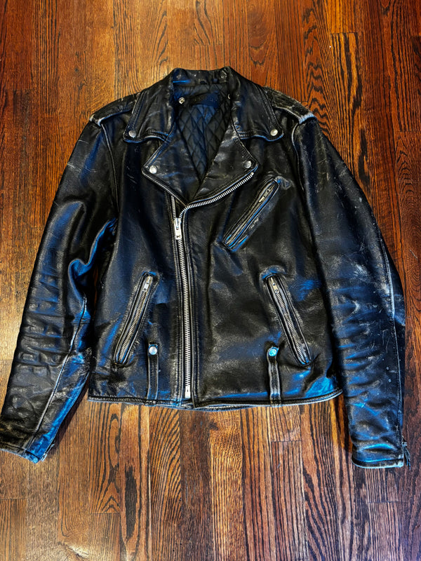 Vintage 70’s Harley-Davidson Weathered Black Leather Motorcycle Jacket