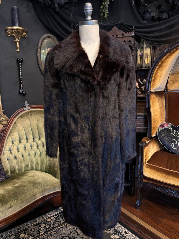 Vintage Custom Dark Brown Fur Long Coat