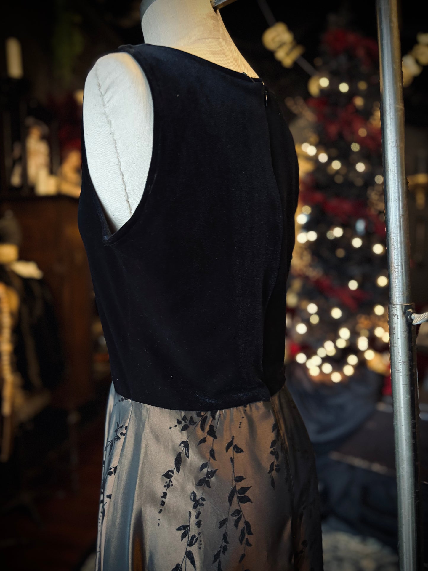 Velvet and bronze formal gown