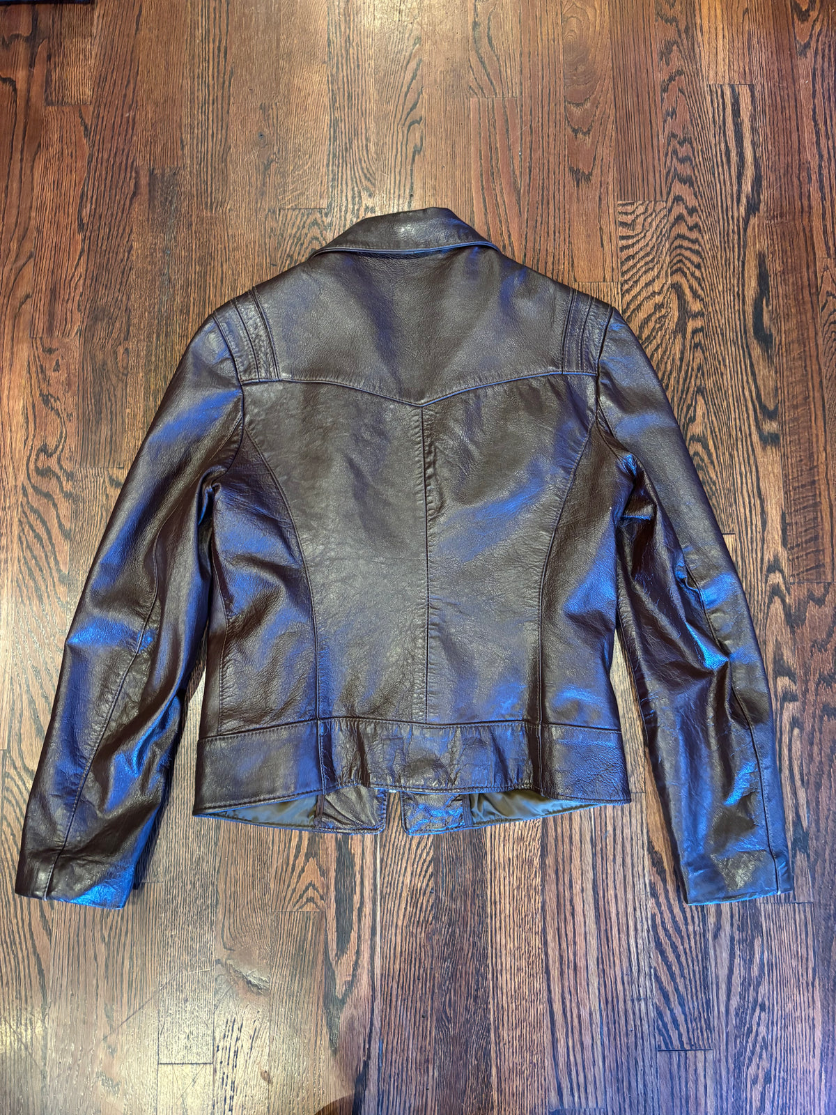 Vintage Samber Leather Brown Cognac Faux Fur Lined Leather Jacket