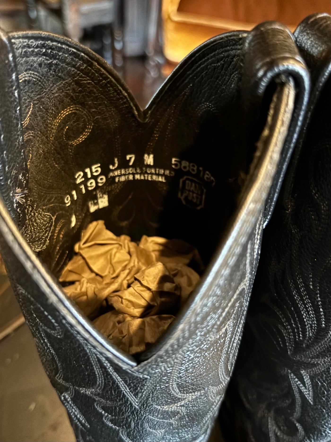 Dan Post Classic Black Leather Embroidered Cowboy Boots