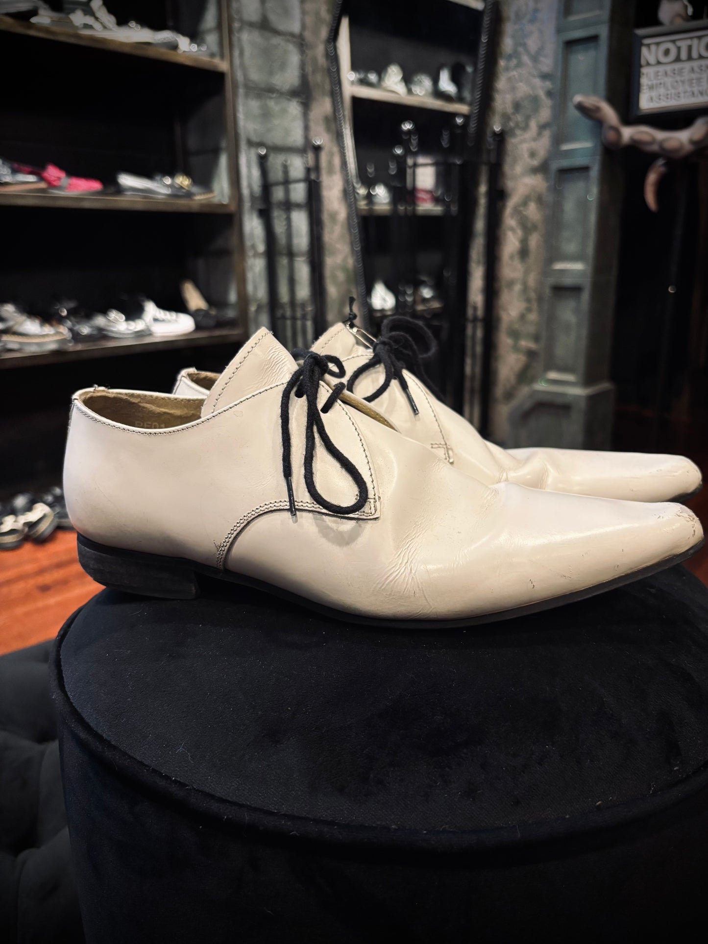 Super pointy White Mens Dress shoes
