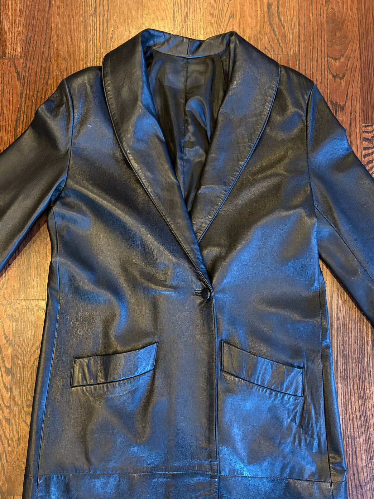 Vintage Gorgeous and Soft Long Black Leather Coat