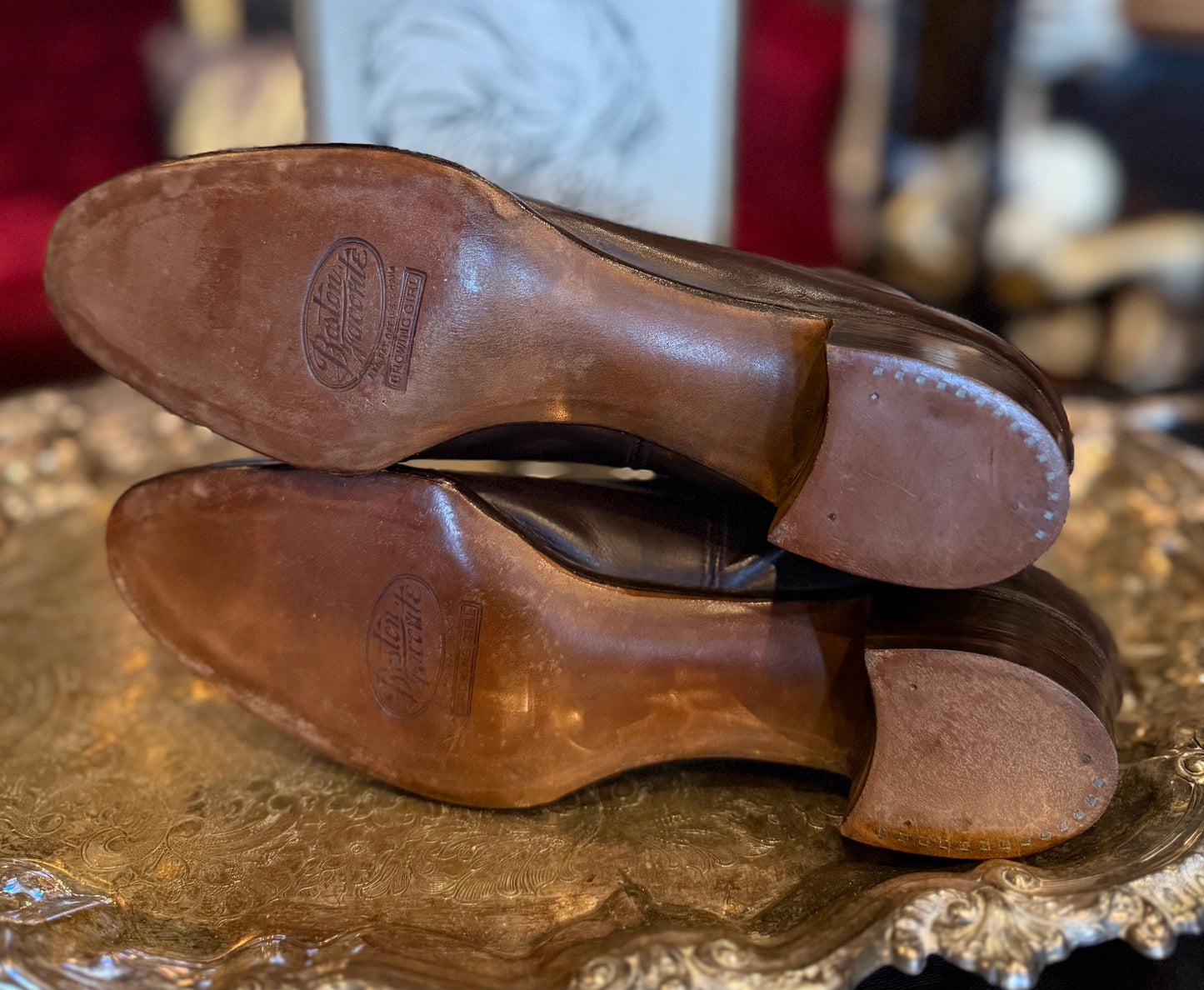 Antique ‘The Boston Favorite’ Brown Leather Deadstock Victorian Lace-Up Boots w/ Original Box