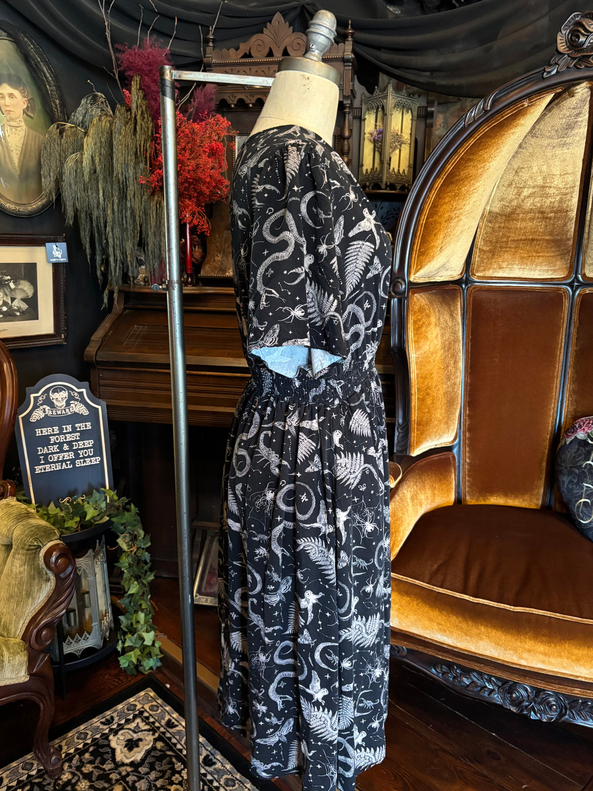 Midnight Hour Witchy Fit and Flare Graphic Midi Dress