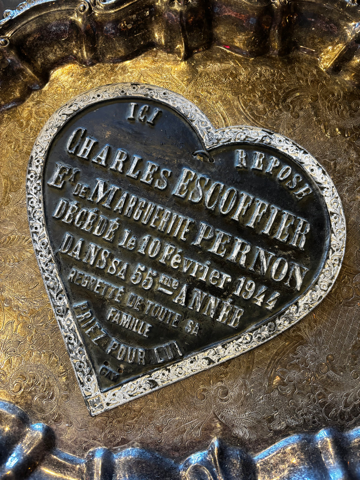 Antique 1944 French Tombstone Plate