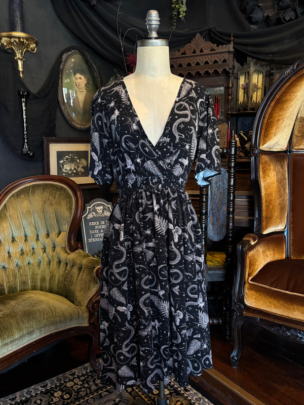 Midnight Hour Witchy Fit and Flare Graphic Midi Dress