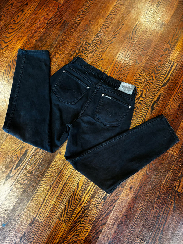Vintage Harley-Davidson Washed Black Mid Rise Straight Leg Jeans