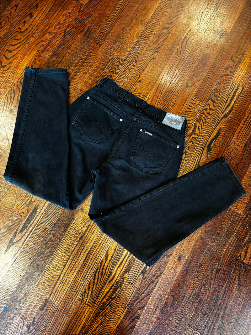 Vintage Harley-Davidson Washed Black Mid Rise Straight Leg Jeans