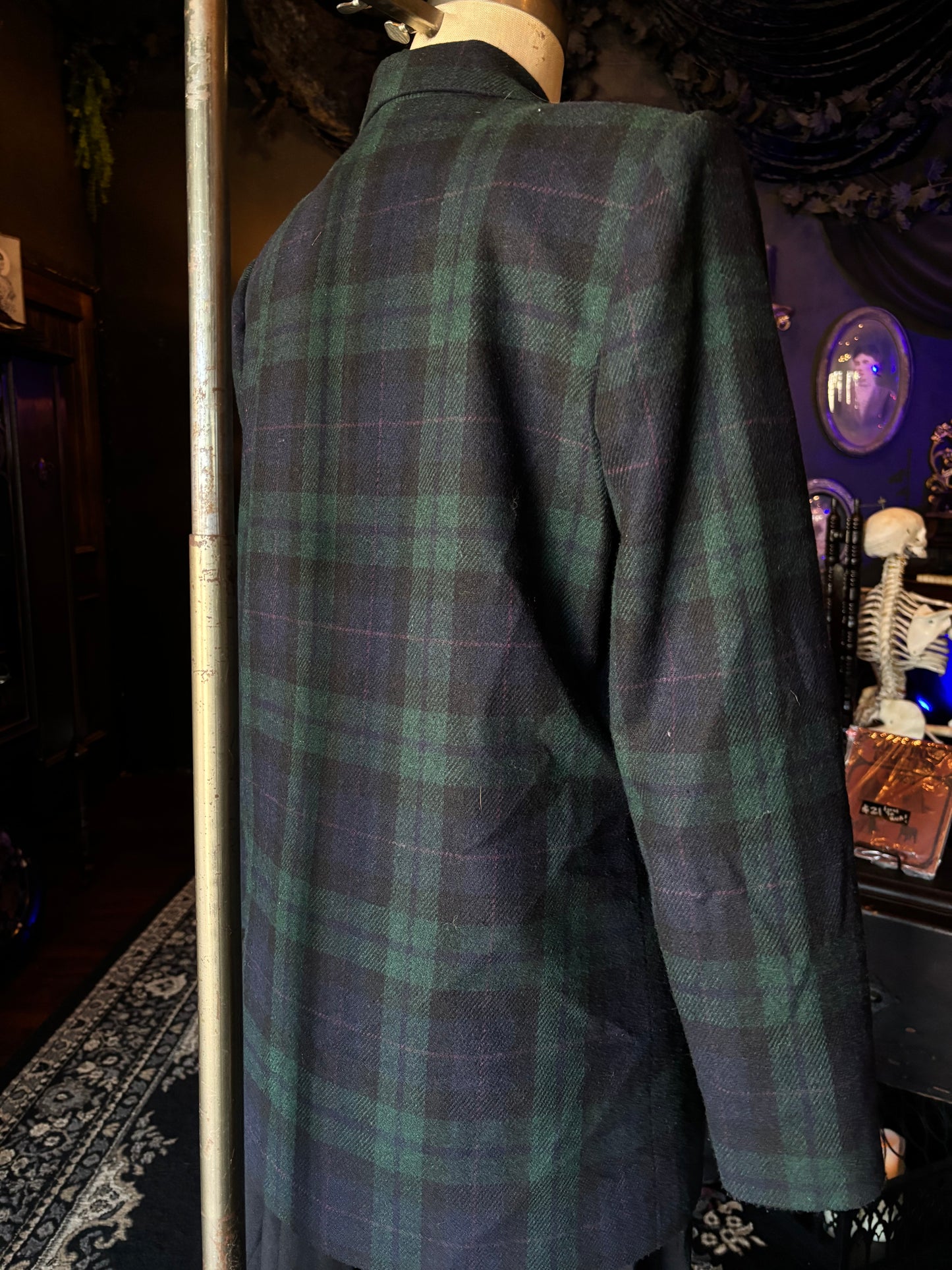 Vintage Sag Harbor Green and Black Plaid Blazer