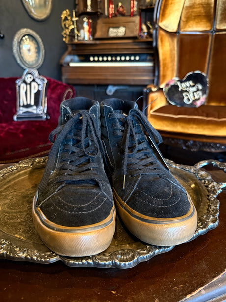Vans Classic Black Canvas and Suede Leather High Top Skateboarding Sneakers