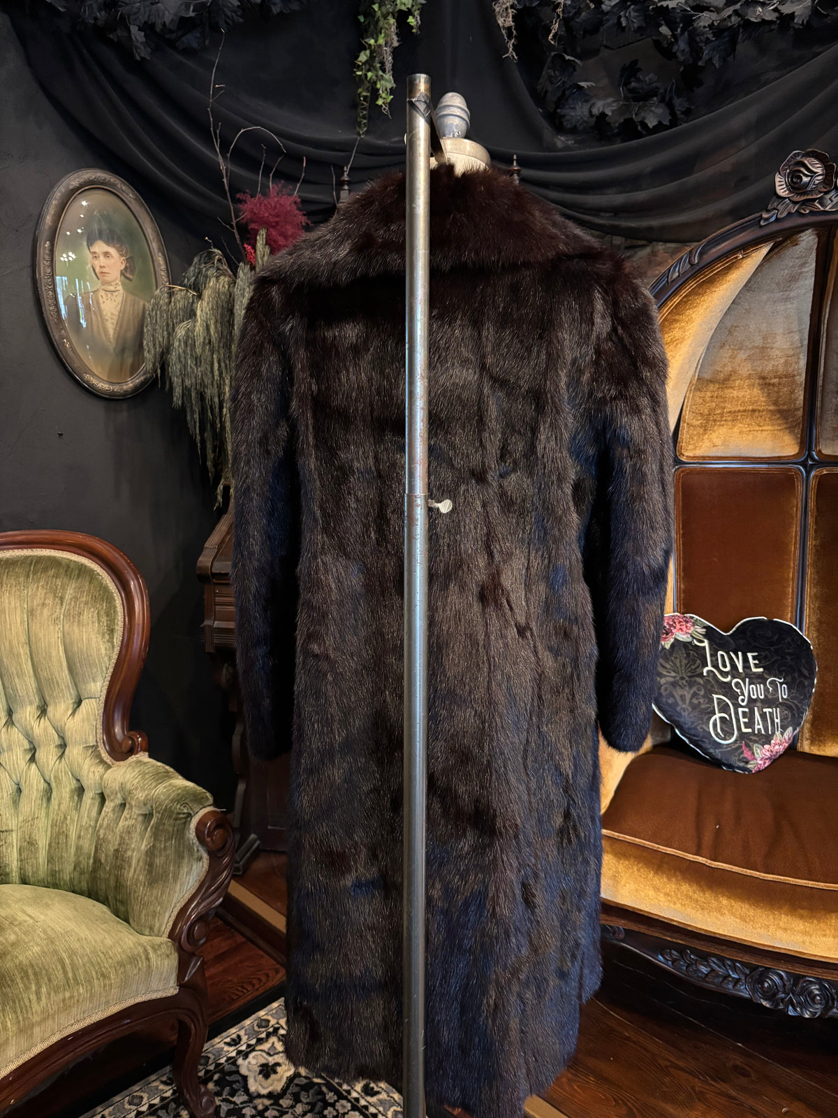 Vintage Custom Dark Brown Fur Long Coat