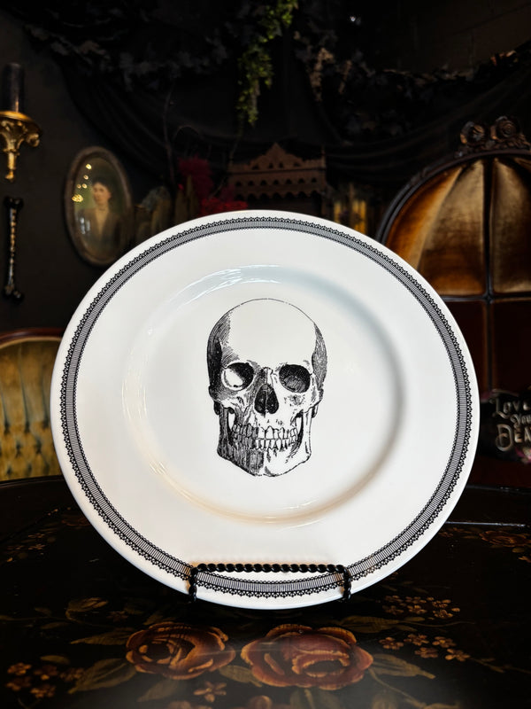 Royal Stafford Large Ceramic Skull Halloween Dinner Plates