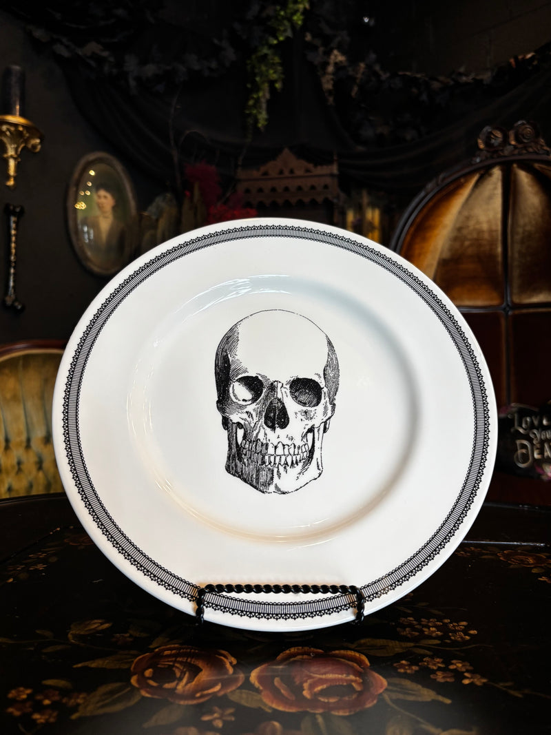 Royal Stafford Large Ceramic Skull Halloween Dinner Plates