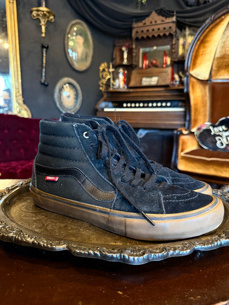 Vans Classic Black Canvas and Suede Leather High Top Skateboarding Sneakers