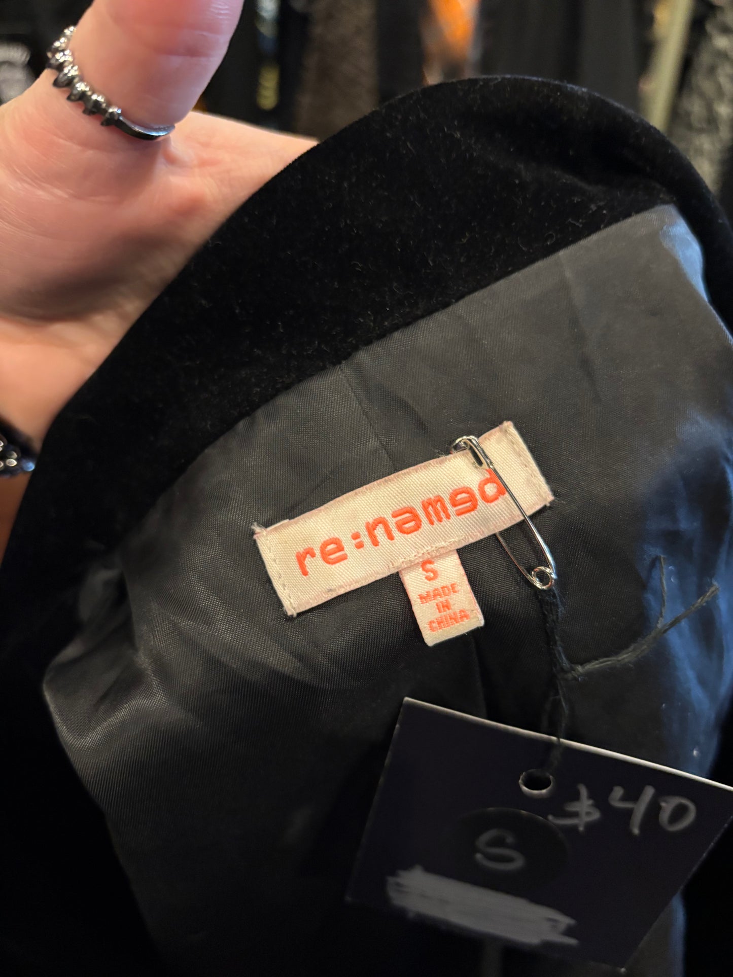 RE:NAMED Black Velvet Moto Jacket