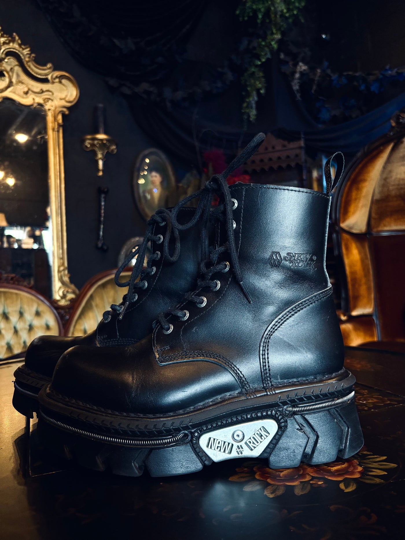 New Rock MMILI084N-S6 Black Leather Platform Boots