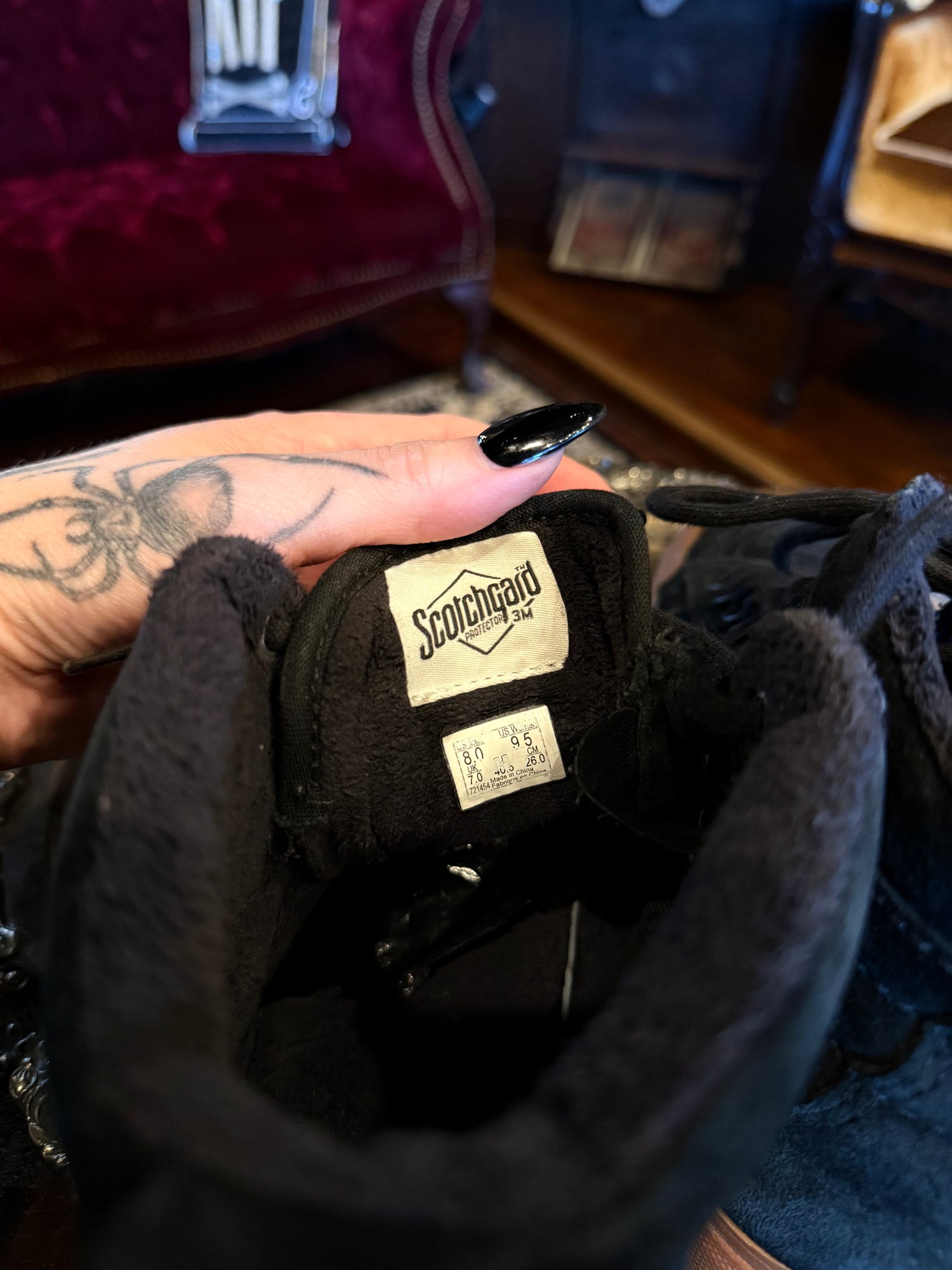 Van’s Black Suede and Tan Hi-Top Skateboarding Scotchgard Protected Insulated Sneakers