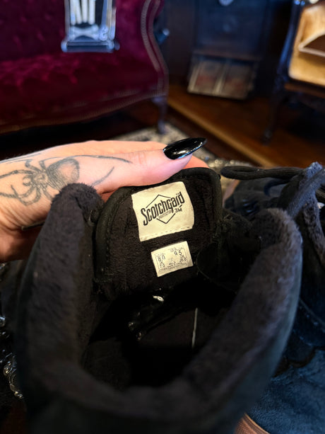 Van’s Black Suede and Tan Hi-Top Skateboarding Scotchgard Protected Insulated Sneakers