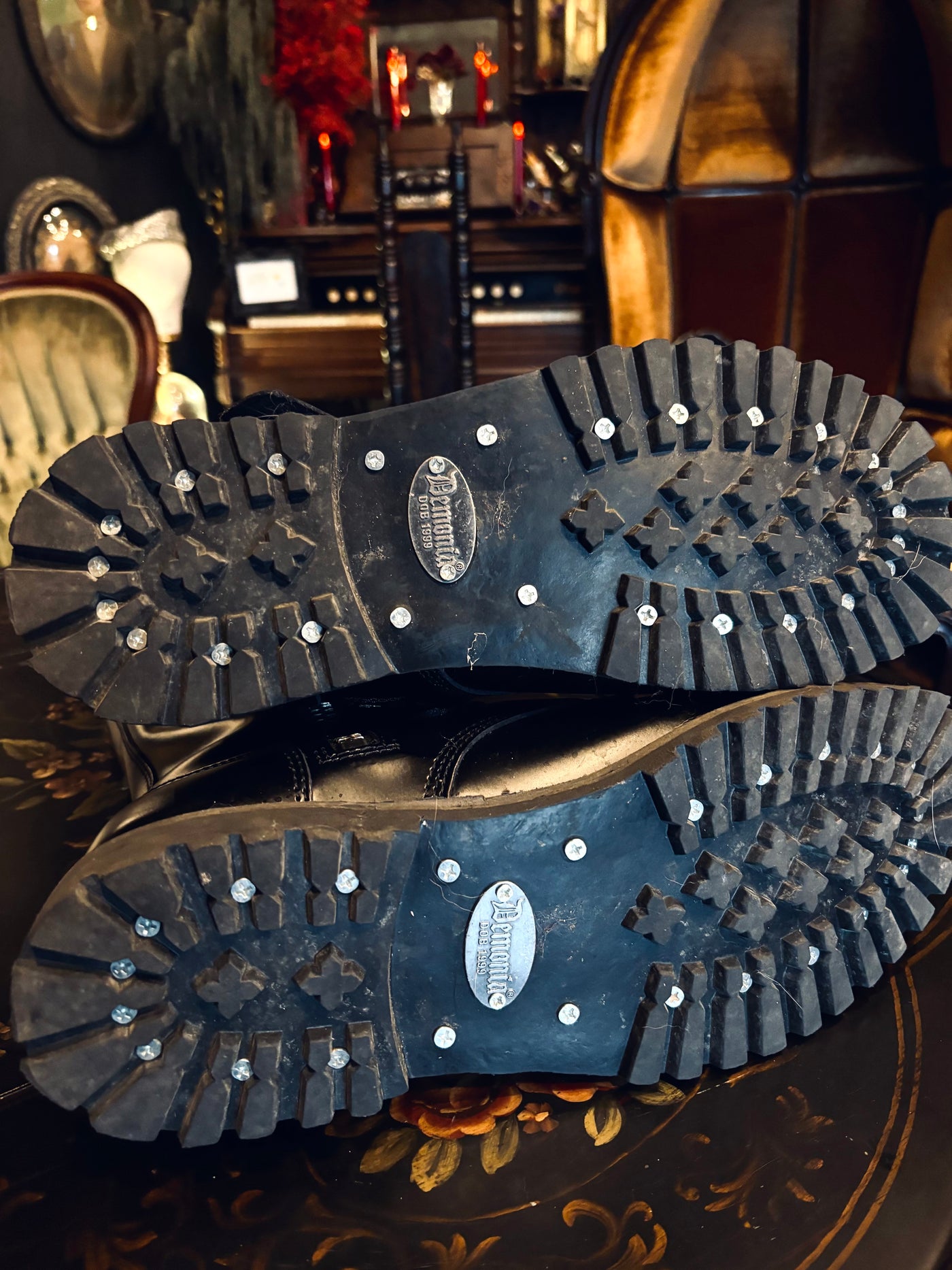 Demonia RIOT-18BK Buckle Combat Boots