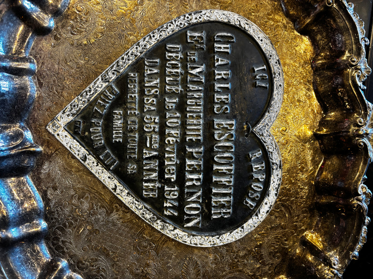 Antique 1944 French Tombstone Plate