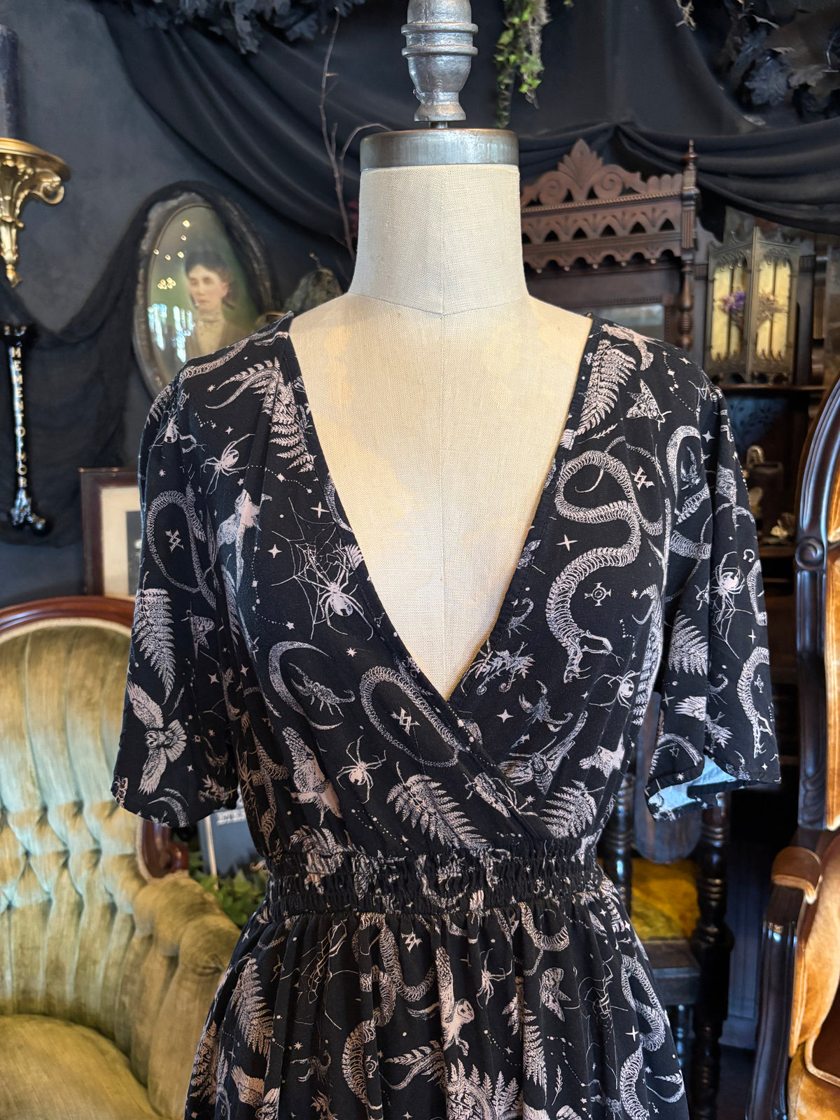 Midnight Hour Witchy Fit and Flare Graphic Midi Dress