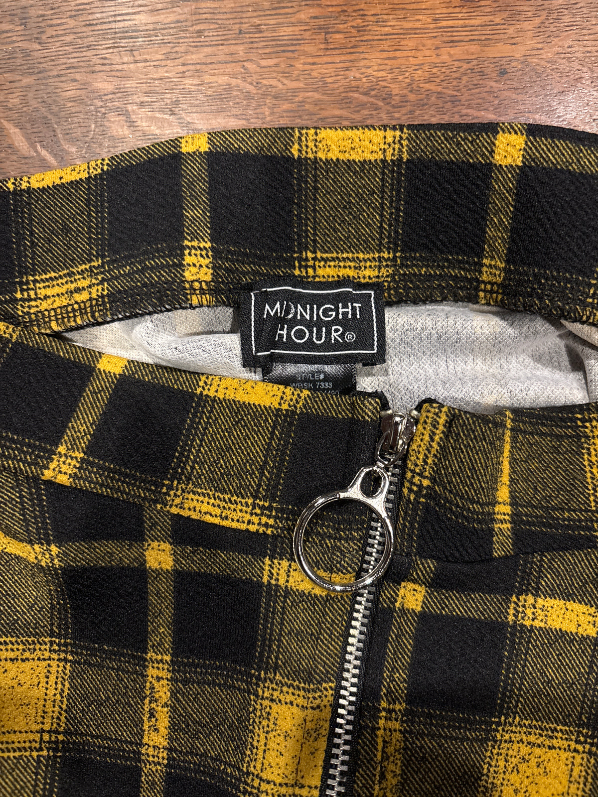 Midnight Hour Black and Yellow Plaid O-Ring Skater Skirt