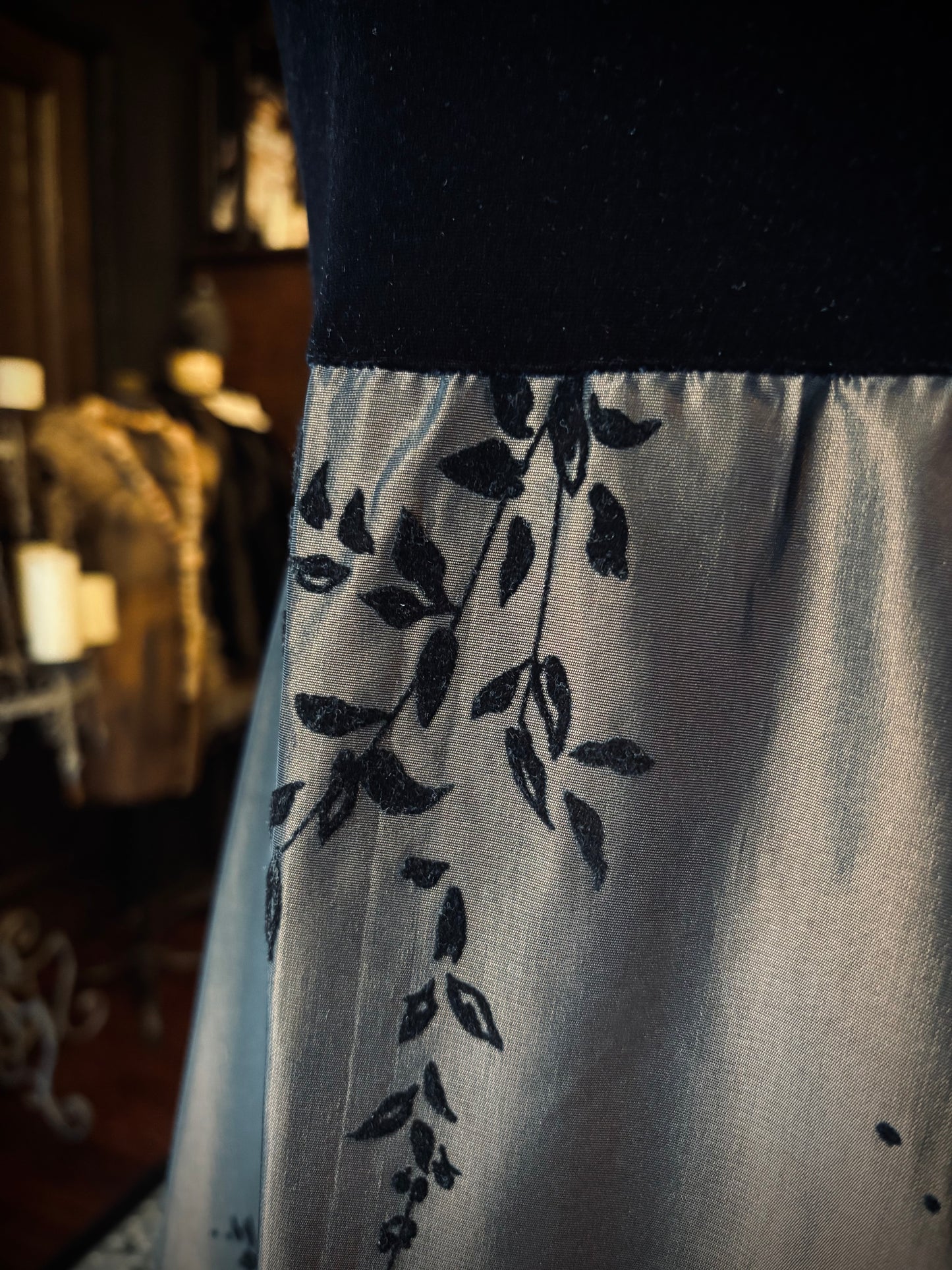 Velvet and bronze formal gown