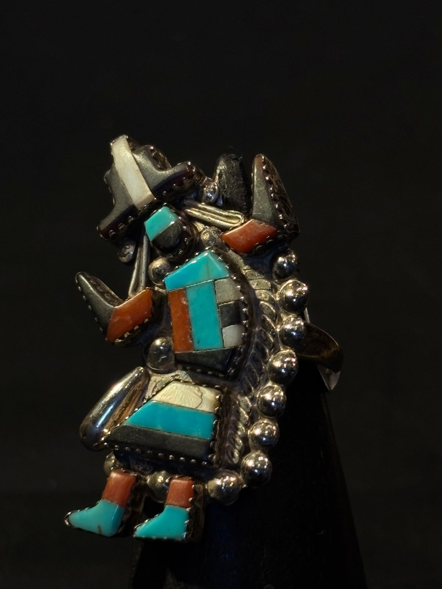 Silver Zuni Knifewing Kachina Dancer Ring
