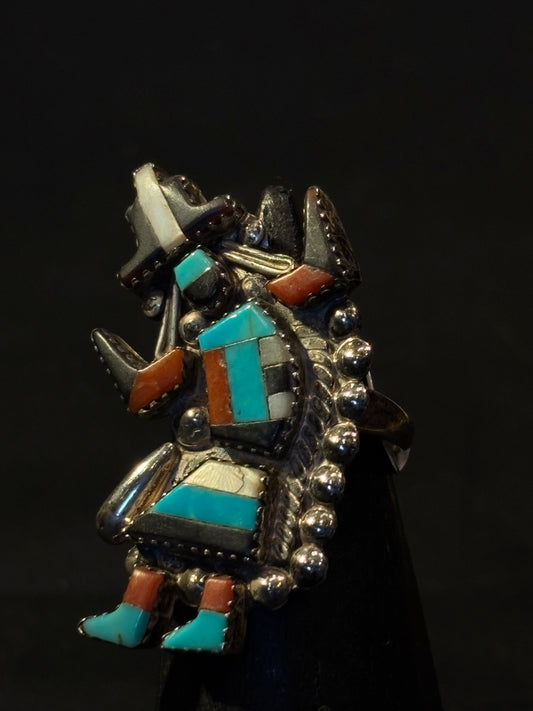 Silver Zuni Knifewing Kachina Dancer Ring