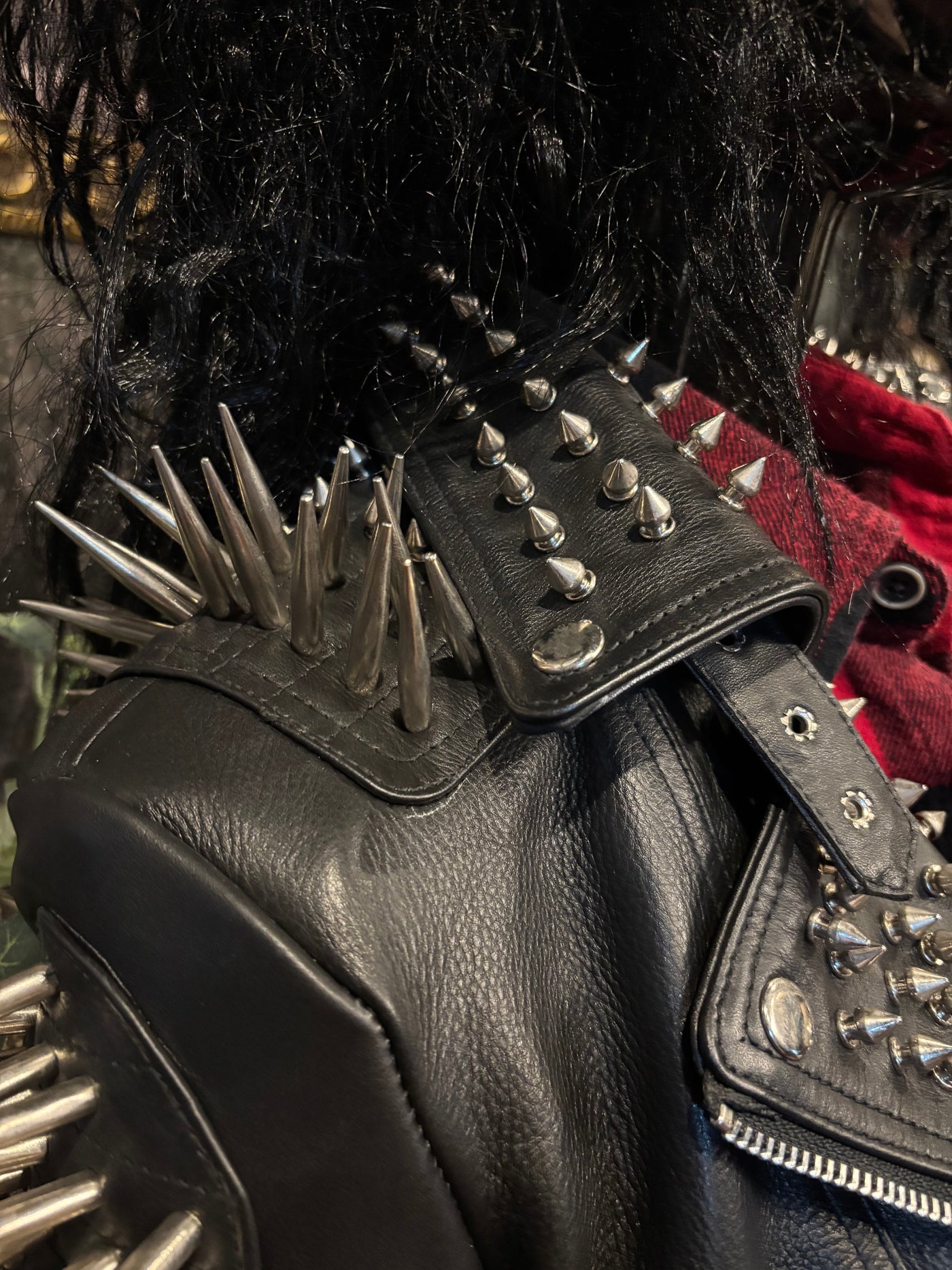 Custom spiked leather jacket