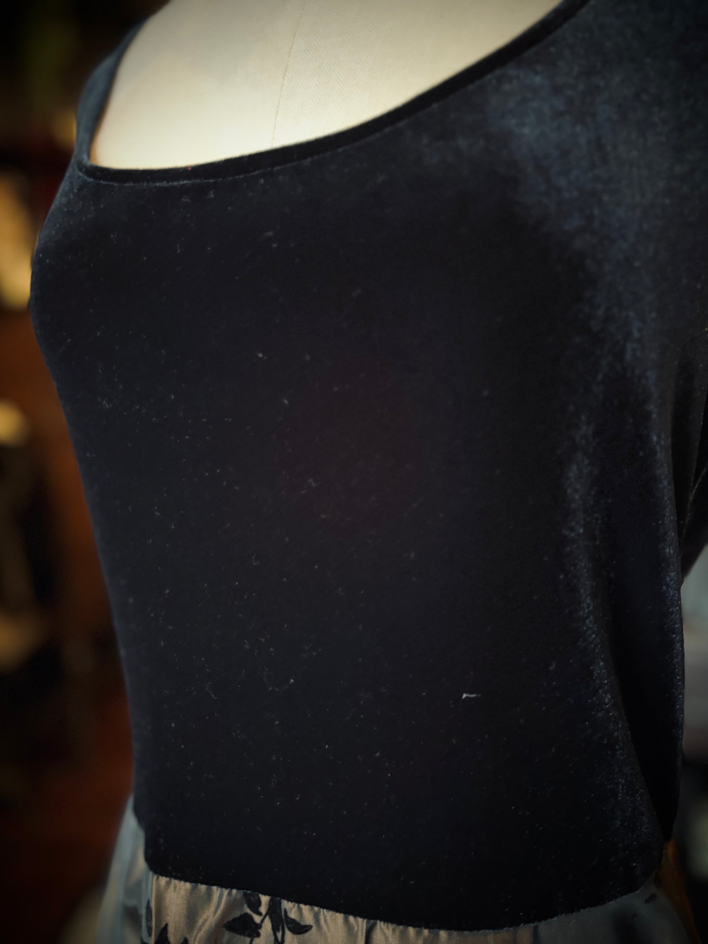 Velvet and bronze formal gown