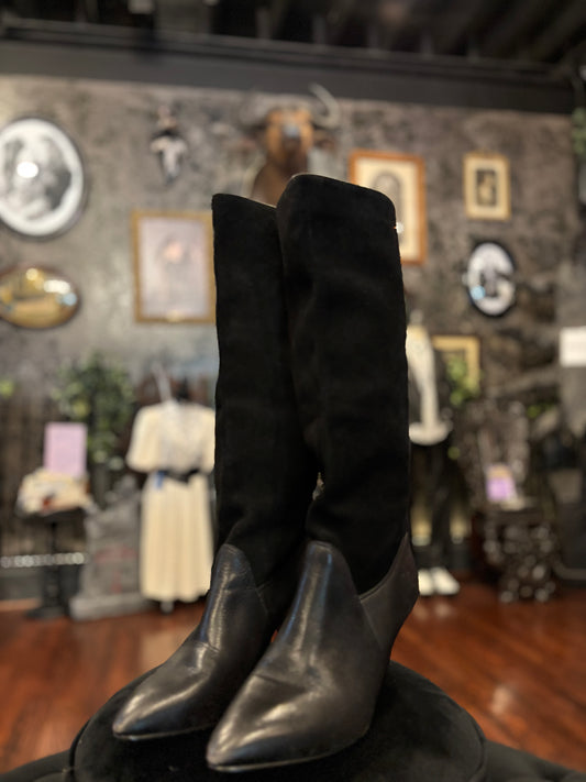 Suede kitten heel boots