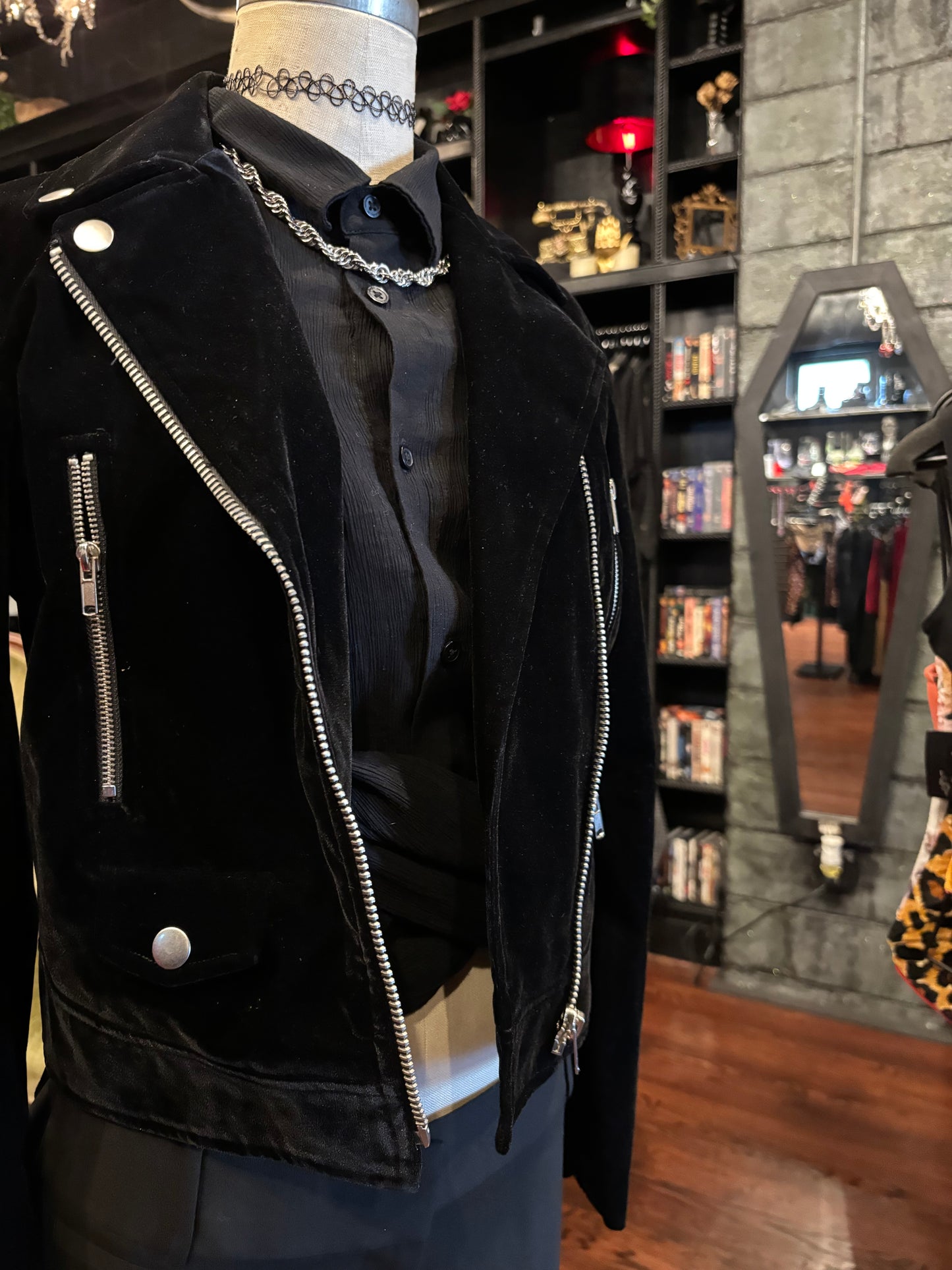 RE:NAMED Black Velvet Moto Jacket