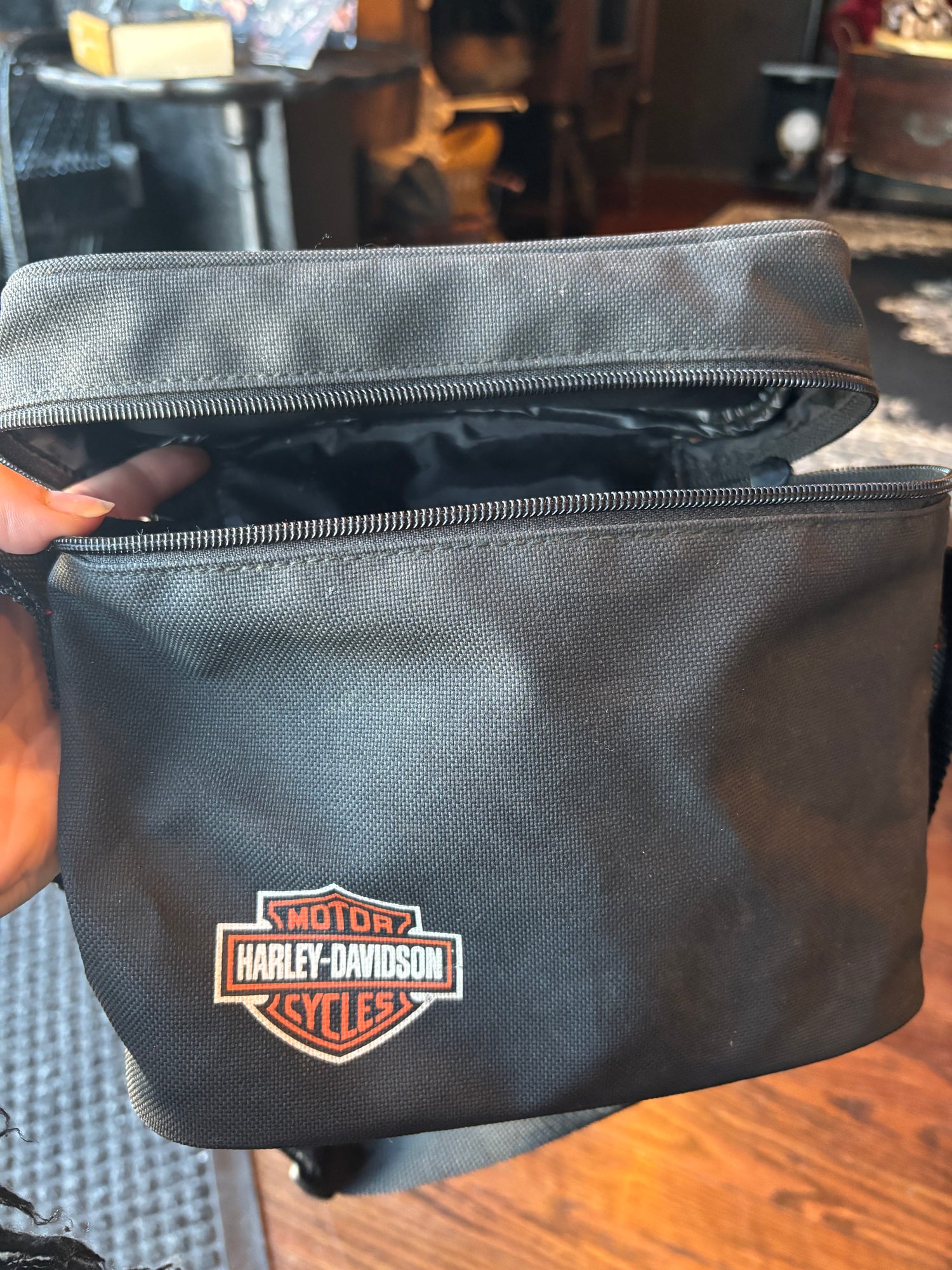 Vintage Black Canvas Harley-Davidson Crossbody Bag