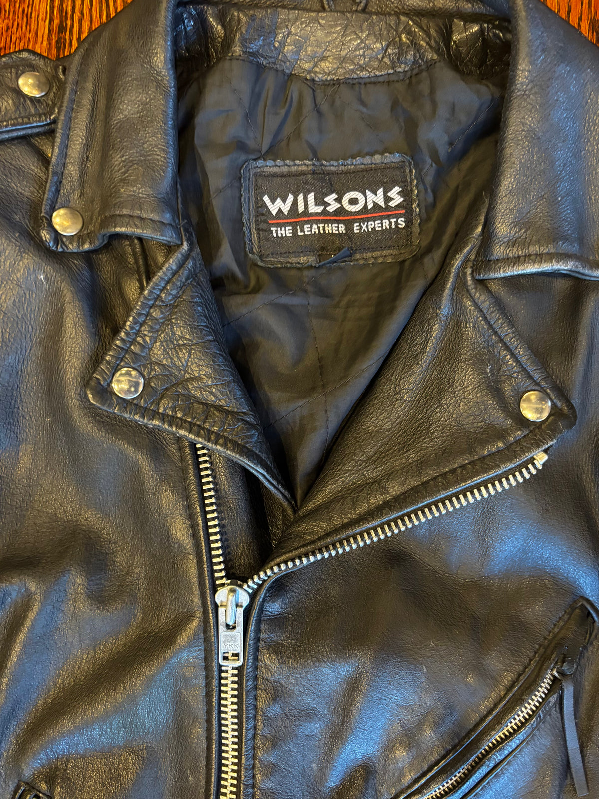 Vintage Classic 90s Black Leather Wilsons Leather Biker Motorcycle Jacket