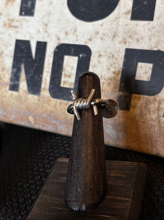 YPYP; ‘Barbed Wire’ Sterling Silver Ring