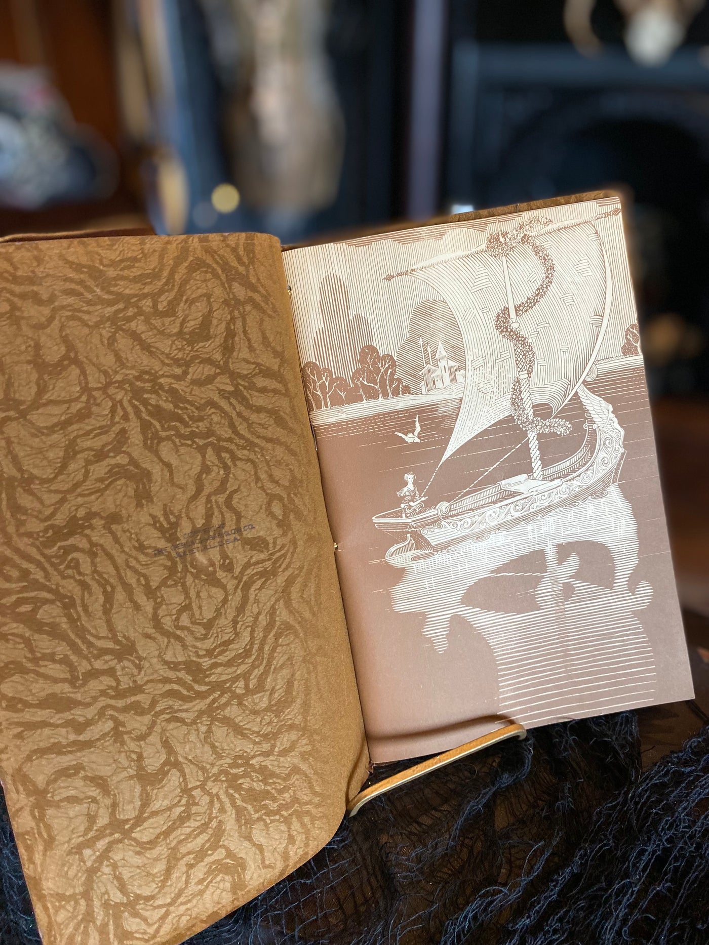 Antique Suede “In Memoriam” Blank Memorial Funeral Guest Book
