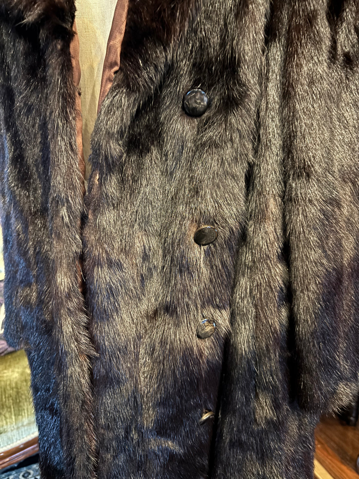 Vintage Custom Dark Brown Fur Long Coat