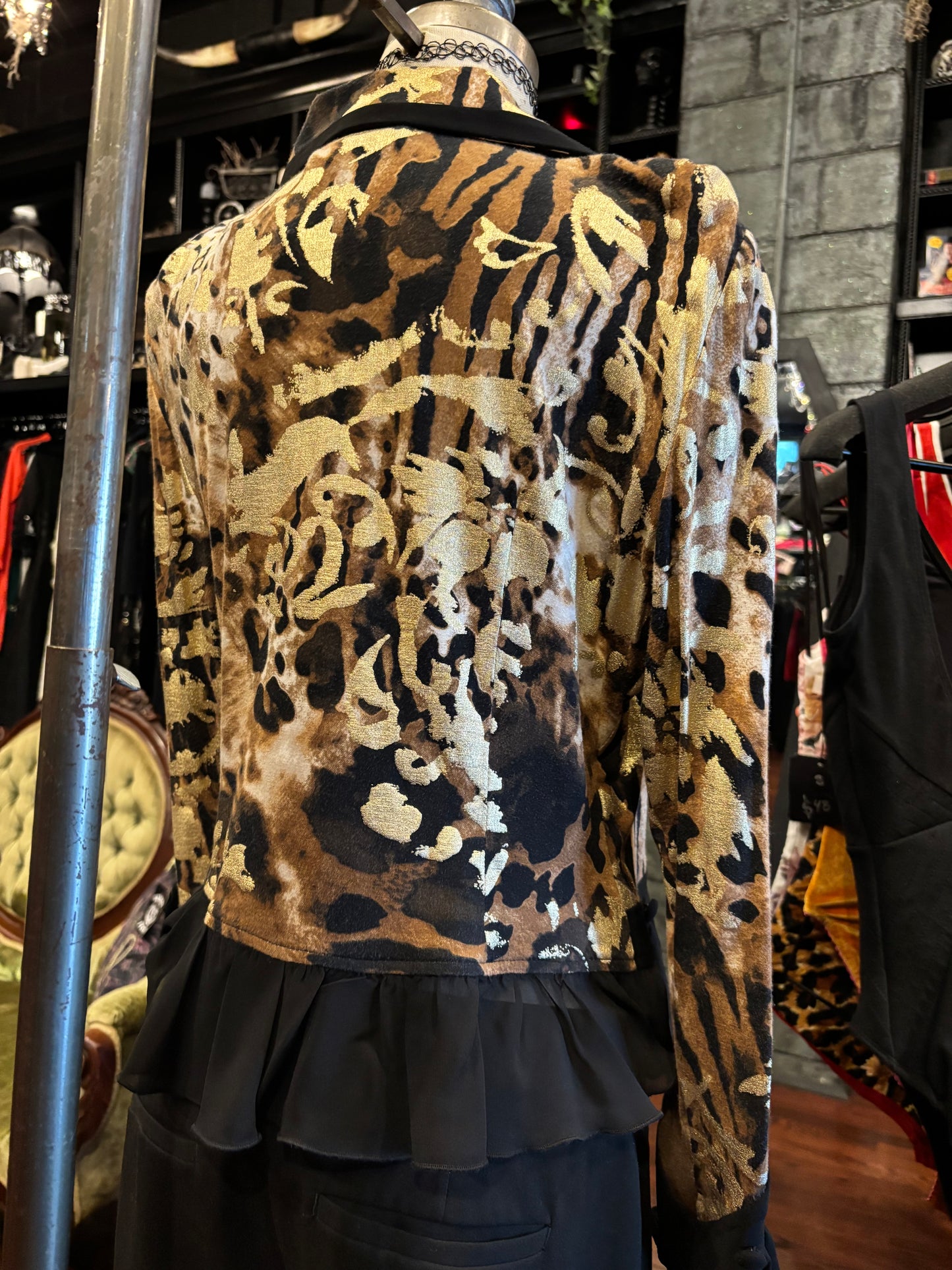 Vintage Joseph Ribhoff Cropped Animal Print Blazer